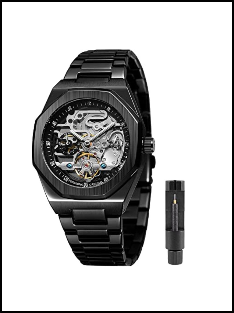 Automatic Mechanical Skeleton Watch Stainless Steel Business Wristwatch